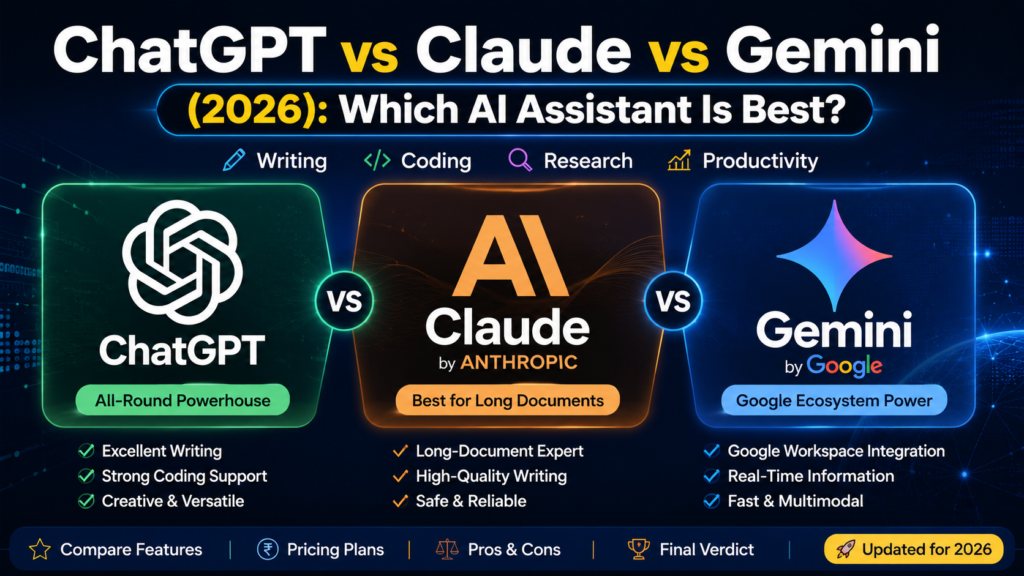 ChatGPT vs Claude vs Gemini AI Comparison 2026