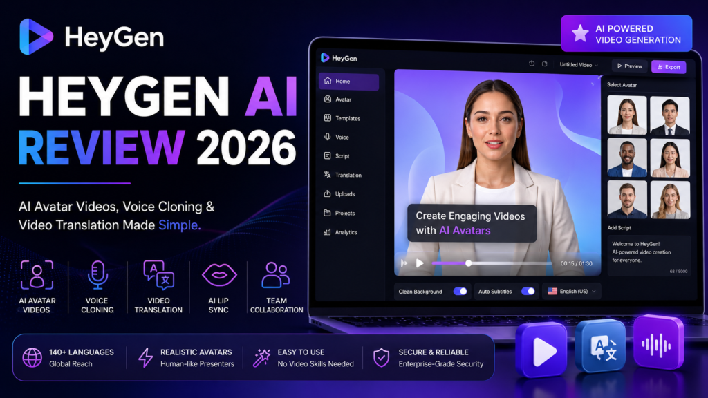 HeyGen AI Review 2026: Features, Pricing, Pros & Cons HeyGen AI Review 2026 – AI Avatar Video Generator